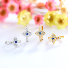 Load image into Gallery viewer, White Stones Evil Eye Silver Hoop Earrings - EarringsGold