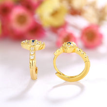 Load image into Gallery viewer, White Stones Evil Eye Silver Hoop Earrings - EarringsGold