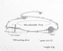 Load image into Gallery viewer, White Stones Evil Eye with Holy Cross Silver Bracelet - BraceletGold