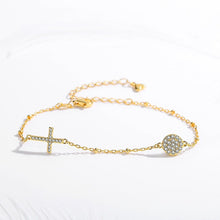 Load image into Gallery viewer, White Stones Evil Eye with Holy Cross Silver Bracelet - BraceletGold