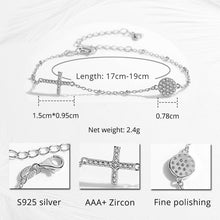 Load image into Gallery viewer, White Stones Evil Eye with Holy Cross Silver Bracelet - BraceletGold