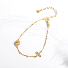 Load image into Gallery viewer, White Stones Evil Eye with Holy Cross Silver Bracelet - BraceletGold