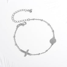 Load image into Gallery viewer, White Stones Evil Eye with Holy Cross Silver Bracelet - BraceletGold