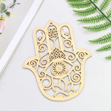 Load image into Gallery viewer, Wooden Hamsa Hand with Evil Eye Wall Hanging - 2 pcs - Wall Hanging