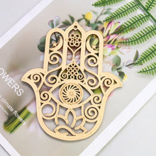 Load image into Gallery viewer, Wooden Hamsa Hand with Evil Eye Wall Hanging - 2 pcs - Wall Hanging