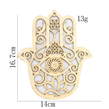 Load image into Gallery viewer, Wooden Hamsa Hand with Evil Eye Wall Hanging - 2 pcs - Wall Hanging