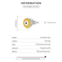 Load image into Gallery viewer, Yellow Evil Eye Earrings (925 Sterling Silver - Stud Earrings) - EarringsRed