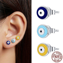 Load image into Gallery viewer, Yellow Evil Eye Earrings (925 Sterling Silver - Stud Earrings) - EarringsYellow
