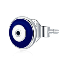Load image into Gallery viewer, Yellow Evil Eye Earrings (925 Sterling Silver - Stud Earrings) - EarringsDark Blue