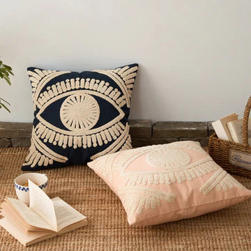 Image of two evil eye decor cushion covers