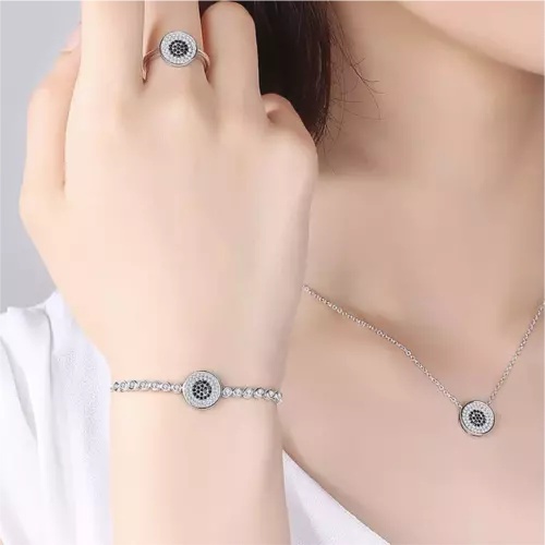 Image of a lady wearing Evil Eye Jewelry