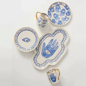 Image of a Hamsa Hand Cups and Saucers set