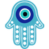 An Evil Eye in the middle of a Hamsa Hand
