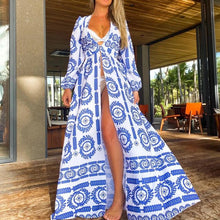 Load image into Gallery viewer, Protective Blue Evil Eye Swimsuit Cover Up - Three Unique Designs - AccessoriesLight Blue - Abstract Greek Design
