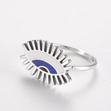 Load image into Gallery viewer, Abstract Evil Eye with Lashes Silver Rings - Ring6Gold
