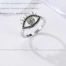 Load image into Gallery viewer, Black and White Stone Eye Shaped Evil Eye Silver Ring - Ring10
