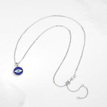 Load image into Gallery viewer, Blue and Turquoise Eye Shaped Evil Eye Silver Necklace - Necklace
