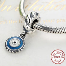 Load image into Gallery viewer, Blue and White Enamel Evil Eye Silver Pendant - Pendant
