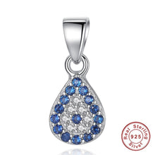 Load image into Gallery viewer, Blue and White Stone Drop Shaped Evil Eye Silver Pendant - Pendant
