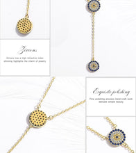 Load image into Gallery viewer, Blue and White Stone Dual Evil Eye Silver Necklaces - NecklaceGold
