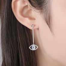 Load image into Gallery viewer, Blue and White Stone Evil Eye Asymmetrical Earrings - Earrings

