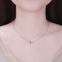 Load image into Gallery viewer, Blue and White Stone Evil Eye Silver Necklace - Necklace
