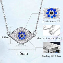 Load image into Gallery viewer, Blue and White Stone Evil Eye Silver Necklace - Necklace
