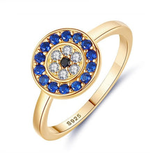 Load image into Gallery viewer, Blue and White Stone Evil Eye Silver Rings - Ring8Gold

