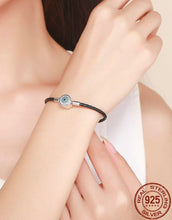 Load image into Gallery viewer, Blue and White Stone Evil Eye Silver Snake Chain Bracelet - Bracelet17cm
