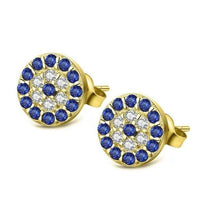 Load image into Gallery viewer, Blue and White Stone Evil Eye Silver Stud Earrings - EarringsGold

