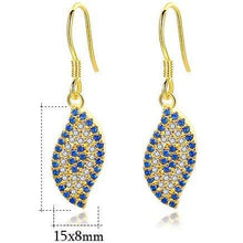 Load image into Gallery viewer, Blue and White Stone Eye Shaped Evil Eye Silver Earrings - Earrings
