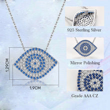 Load image into Gallery viewer, Blue and White Stone Eye-Shaped Evil Eye Silver Necklace - Necklace
