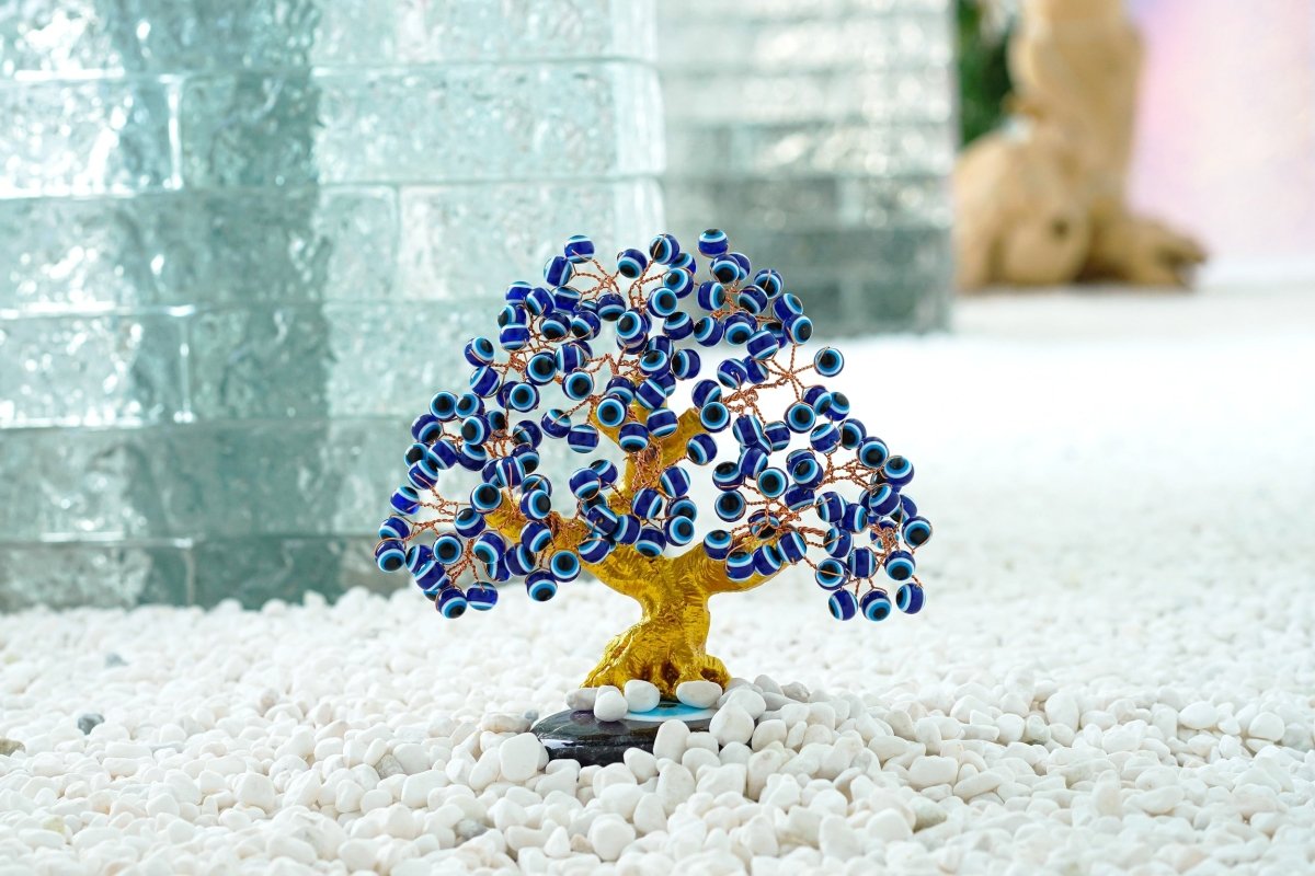 blue evil eye money tree Blue Evil Eye Tree of Life Desktop Ornament