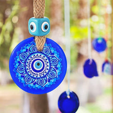Load image into Gallery viewer, Blue Flower Mandala Greek Evil Eye Wall Hanging - Wall Hanging
