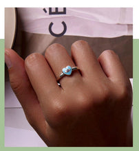 Load image into Gallery viewer, Blue Heart Evil Eye Silver Ring - Ring
