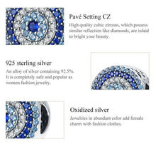 Load image into Gallery viewer, Blue Stone Evil Eye Silver Charm Bead - Charm Bead
