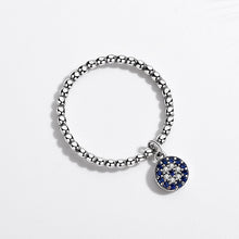 Load image into Gallery viewer, Blue Stone Evil Eye Silver Drop Ring - Ring6
