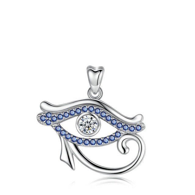 Blue Stone Eye of Horus Silver Pendant and Necklace - NecklaceOnly Pendant