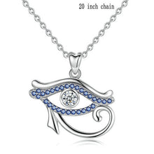 Load image into Gallery viewer, Blue Stone Eye of Horus Silver Pendant and Necklace - NecklaceWith 20&quot; Chain

