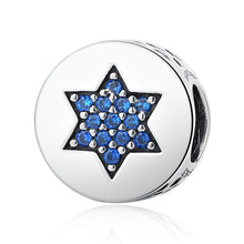 Load image into Gallery viewer, Blue Stone Star Design Evil Eye Silver Charm Bead - Charm Bead
