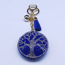 Load image into Gallery viewer, Blue Stone Studded Tree of Life Keychain - Keychain
