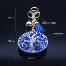 Load image into Gallery viewer, Blue Stone Studded Tree of Life Keychain - Keychain
