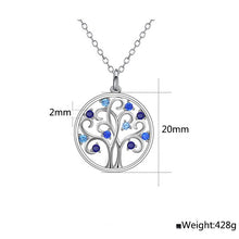 Load image into Gallery viewer, Blue Stone Studded Tree of Life Silver Necklace - Necklace
