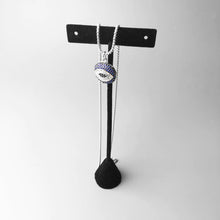 Load image into Gallery viewer, Blue, White and Black Stone Evil Eye Silver Necklace - Necklace53cm
