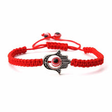 Load image into Gallery viewer, Braided Rope Humsa Hand Shaped Evil Eye Bracelet - JewelleryBlue
