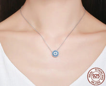 Load image into Gallery viewer, Circular Mosaic-style Evil Eye Silver Necklace - NecklaceSilver

