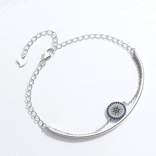 Load image into Gallery viewer, Circular Stone Mosaic Evil Eye Silver Half Bangle Bracelet - Bracelet
