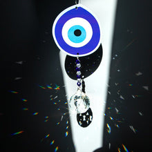 Load image into Gallery viewer, Classic Blue Greek Evil Eye with Single Large Suncatcher Crystal Wall Hanging - Wall Hanging
