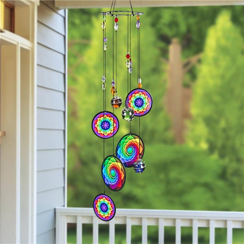 Colorful Flower Design Evil Eyes Wind Chimes - Wind Chime