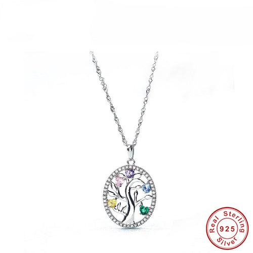 Colorful Tree of Life Silver Pendant and Necklace - NecklaceOnly Pendant